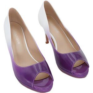 Patent Leather Peep Toe High Heel Dress Pumps, Open Toe Stiletto - Size 8